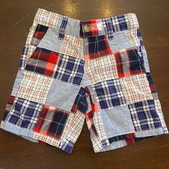 Janie and Jack Boys 3T Red Blue Plaid Shorts Adjustable Waist - Picture 1 of 8